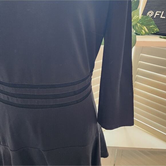 ERIN BLACK PEPLUM DRESS WITH MESH WAIST ACCENTS SIZE 10 - Picture 8 of 8